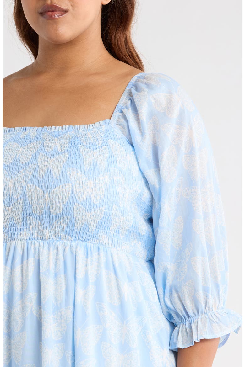 Aubry Butterfly Smocked Maxi Dress, Alternate, color, BLUE/ WHITE