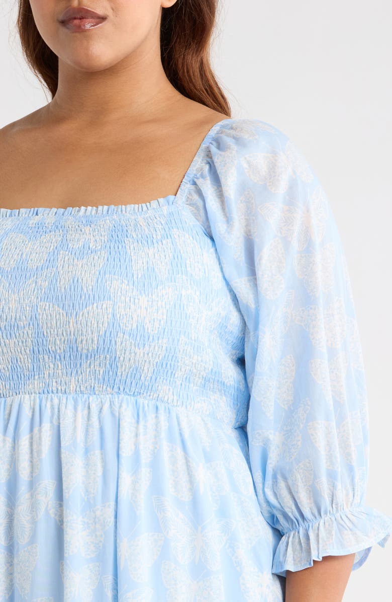 SUGARLIPS Aubry Butterfly Smocked Maxi Dress, Alternate, color, Blue/ White