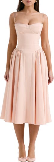 House OF CB Samaria Corset Fit & Flare Dress in Elm at Nordstrom, Size Large A