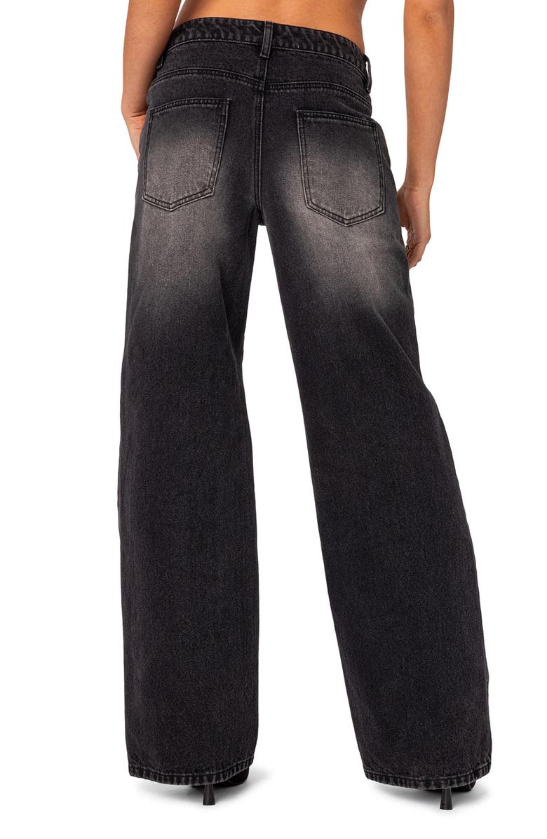 EDIKTED Magda Low Rise Wide Leg Jeans, Alternate, color, Black-Washed