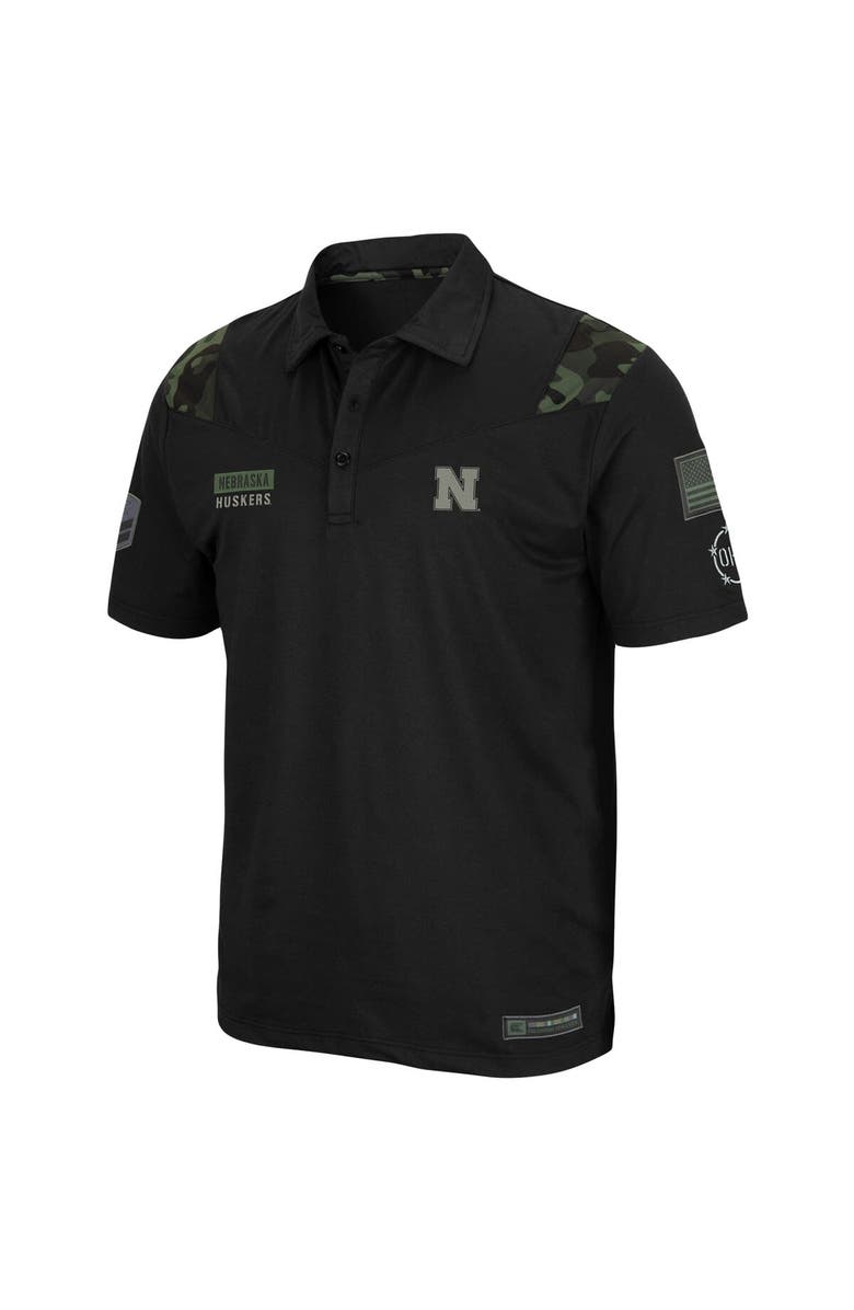 COLOSSEUM Men's Colosseum Black Nebraska Huskers OHT Military Appreciation Sierra Polo, Alternate, color, 