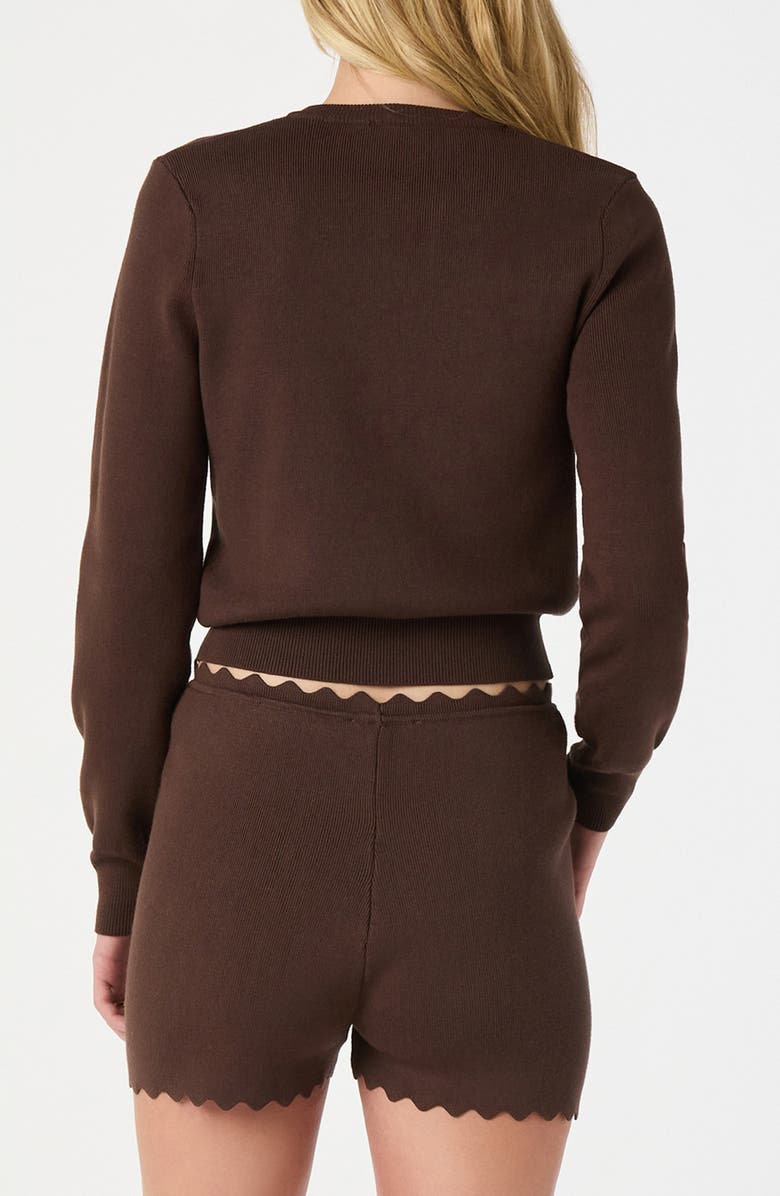 ASTR the Label Scalloped Placket Crop Cardigan, Alternate, color, Brown