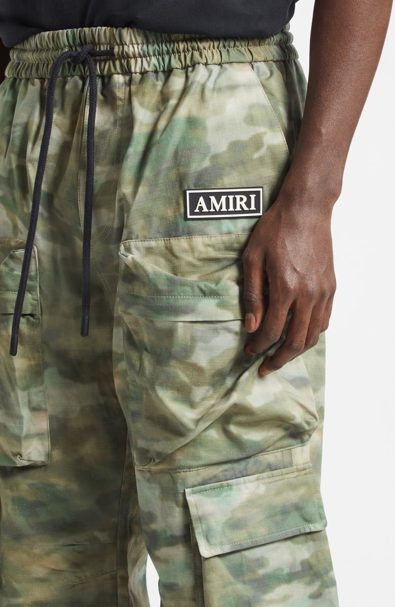 AMIRI Camo Print Drawstring Cargo Pants, Alternate, color, Camo