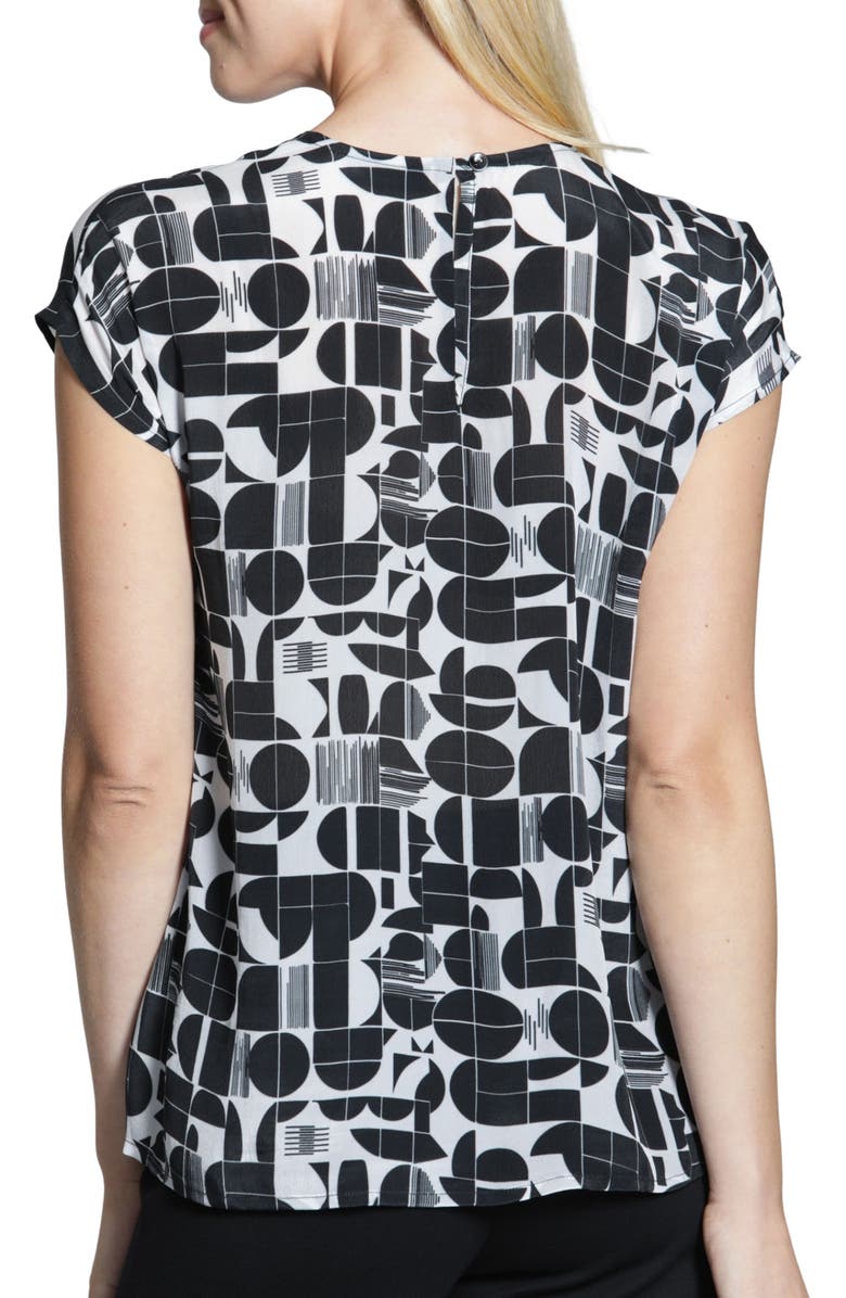 APNY Print Cap Sleeve Shell, Alternate, color, Blackwhite