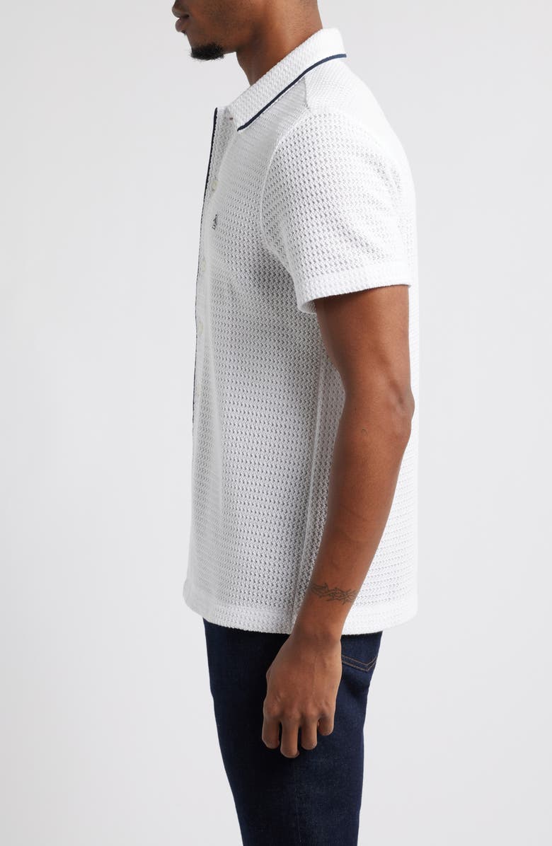 Original Penguin Short Sleeve Textured Knit Snap-Up Shirt, Alternate, color,
