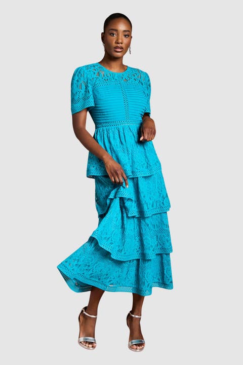 Tiered Lace Midi Dress