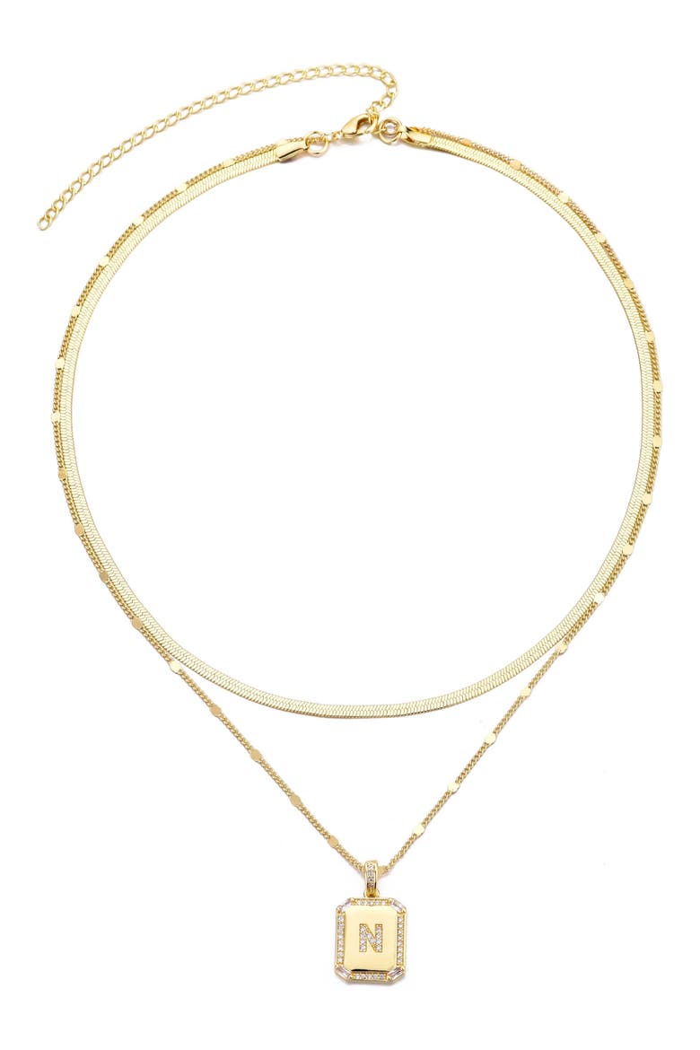 Initial Tag Pendant Necklace, Alternate, color, GOLD-N