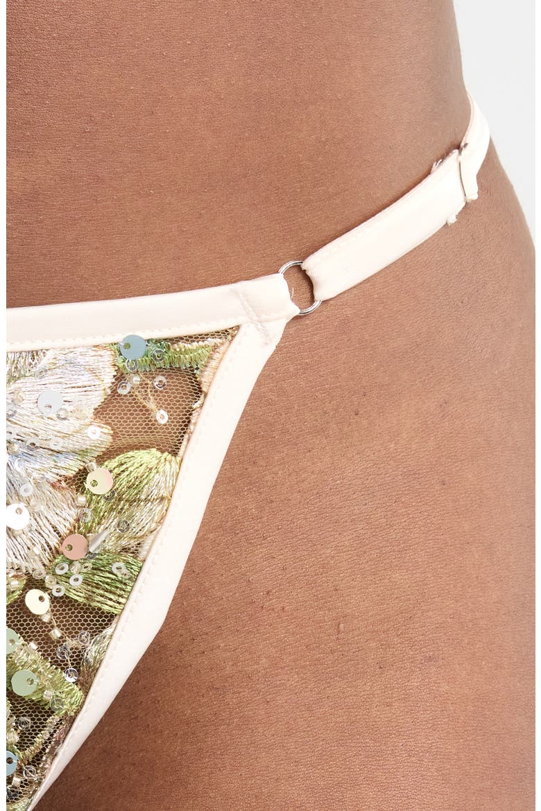 Floral Embroidered G-String, Alternate, color, CHAMPAGNE SPARKLE