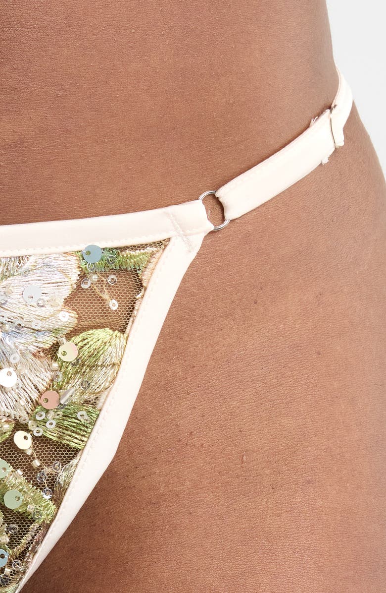 KILO BRAVA Floral Embroidered G-String, Alternate, color, Champagne Sparkle