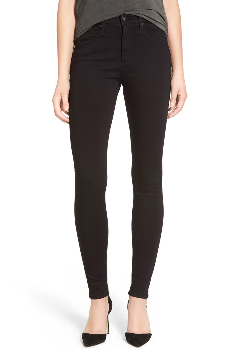 Farrah Mid Rise Skinny Jeans (Nordstrom Exclusive), Main, color, SUPER BLACK