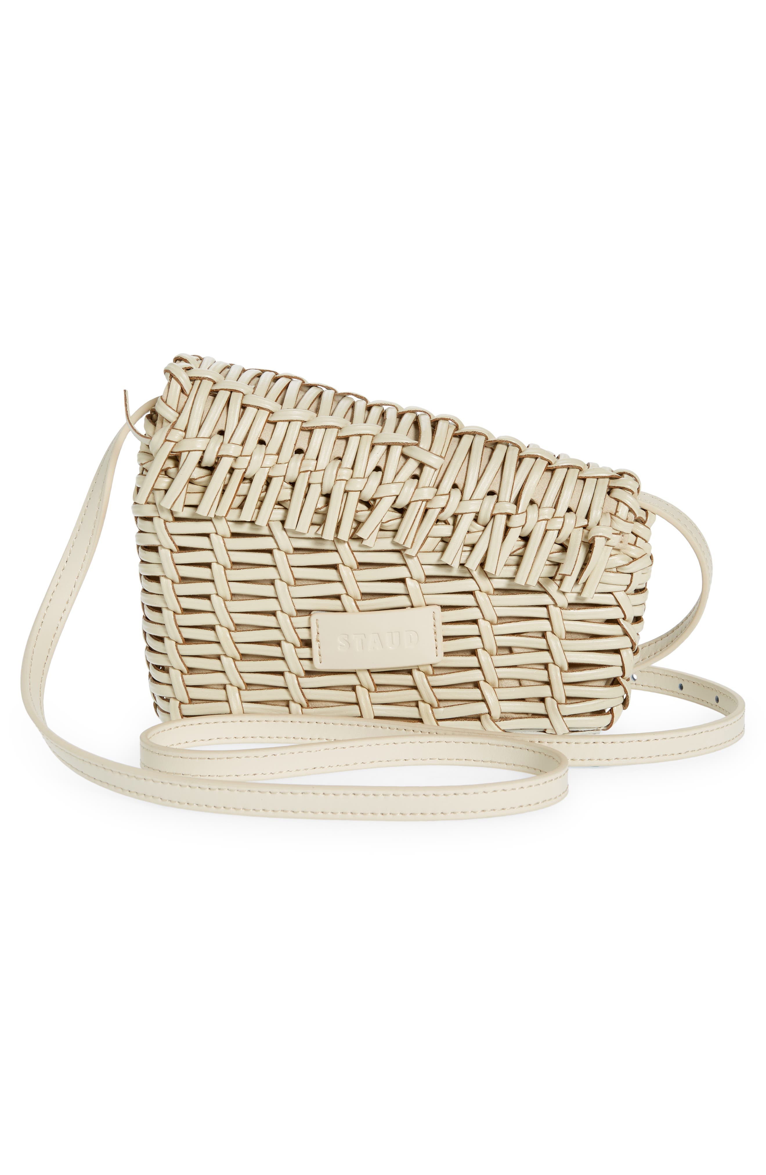 STAUD Acute Woven Leather Crossbody Bag, Alternate, color, 