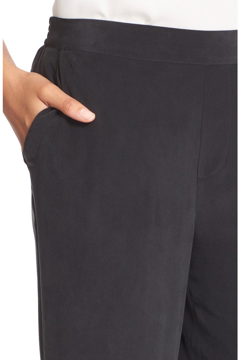'Zinga' Silk Pants, Alternate, color, CAVIAR