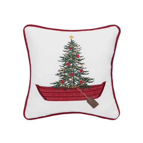 "Deck The Hulls" Small Petite Mini Christmas Accent Pillow 10" x 10"