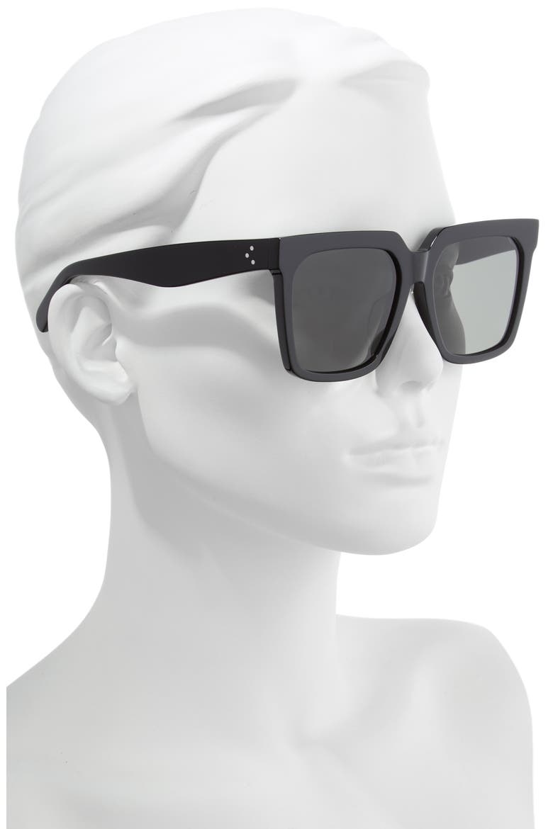 55mm Polarized Square Sunglasses, Alternate, color, SHINY BLACK/ SMOKE