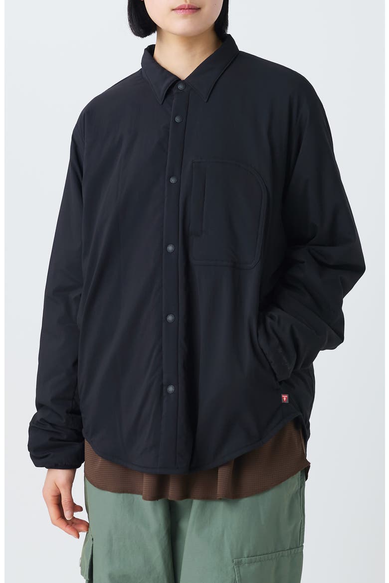 Flexible Insulated Water Repellent Shirt Jacket, Main, color, BLACK