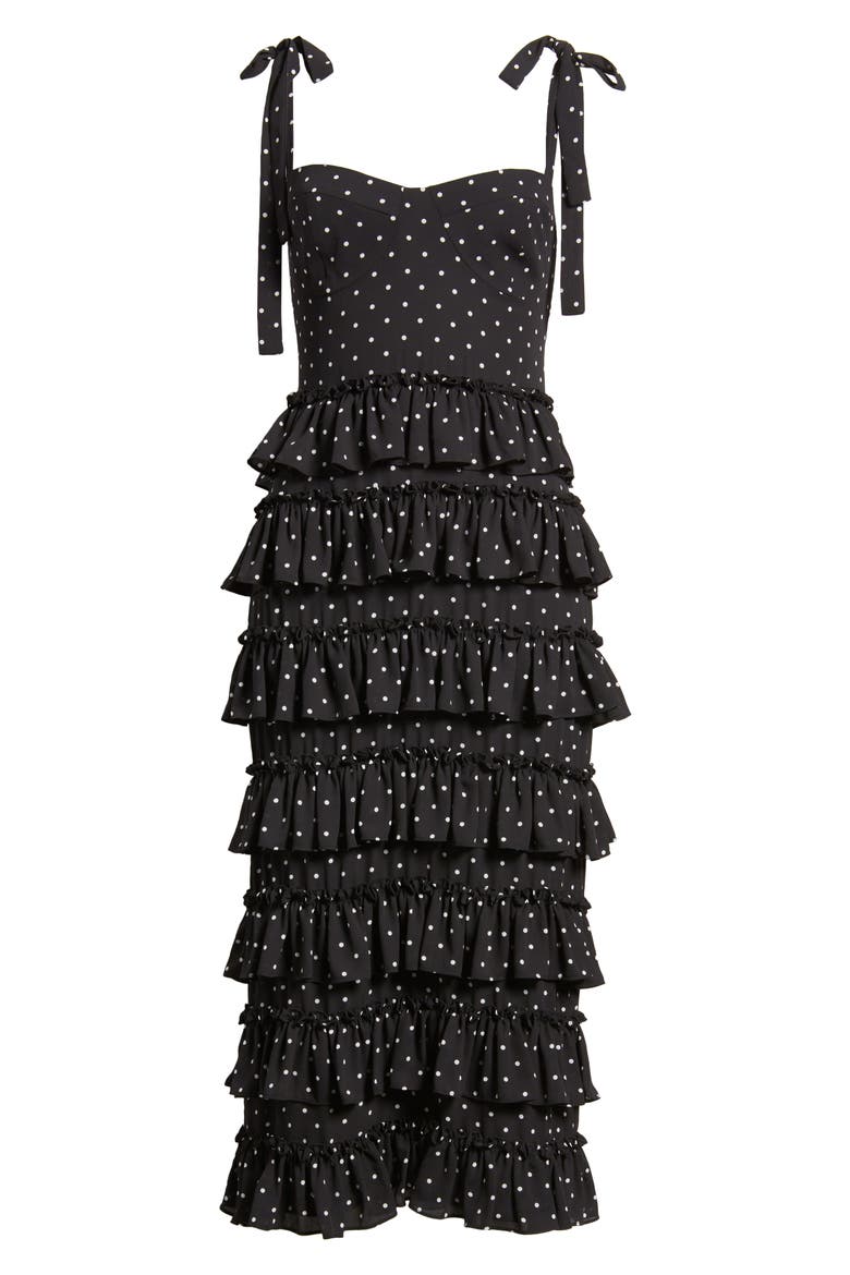 The Masie Polka Dot Tiered Dress, Alternate, color, BLACK POLKA DOT