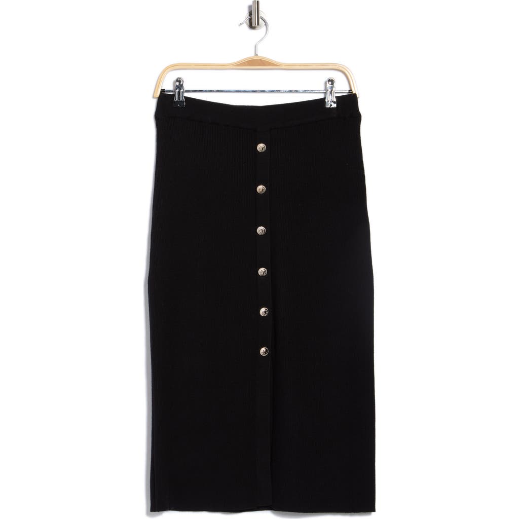 Ellen Tracy Button Front Sweater Skirt In Black