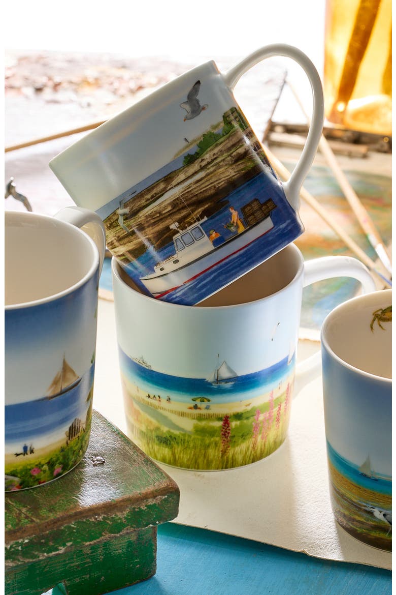 X Felix Doolittle "By the Sea" Mugs, Mixed Set of 4 - Porcelain, Alternate, color, MULTI
