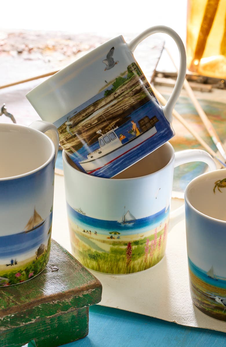 Caskata X Felix Doolittle "By the Sea" Mugs, Mixed Set of 4 - Porcelain, Alternate, color, Multi