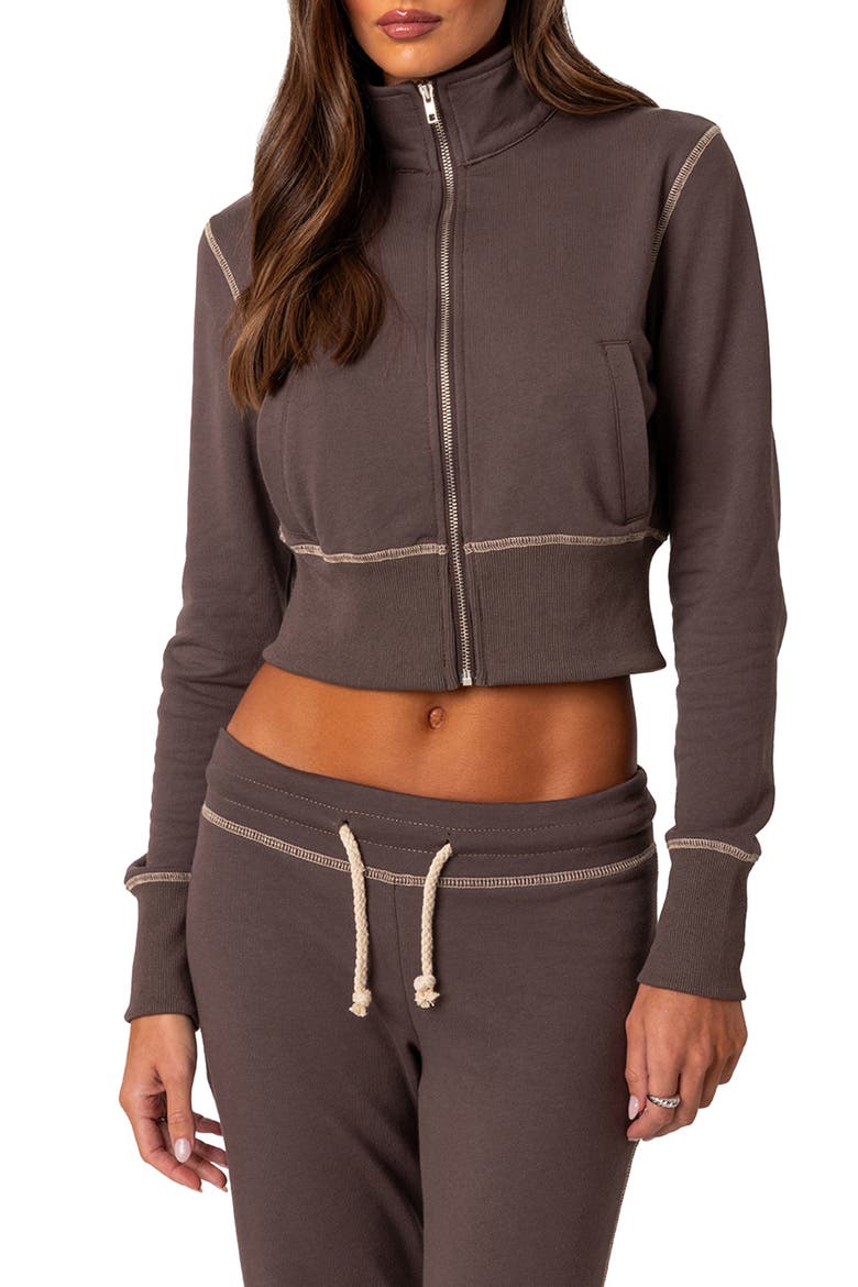 Alexia Crop Sweatshirt, Main, color, BROWN