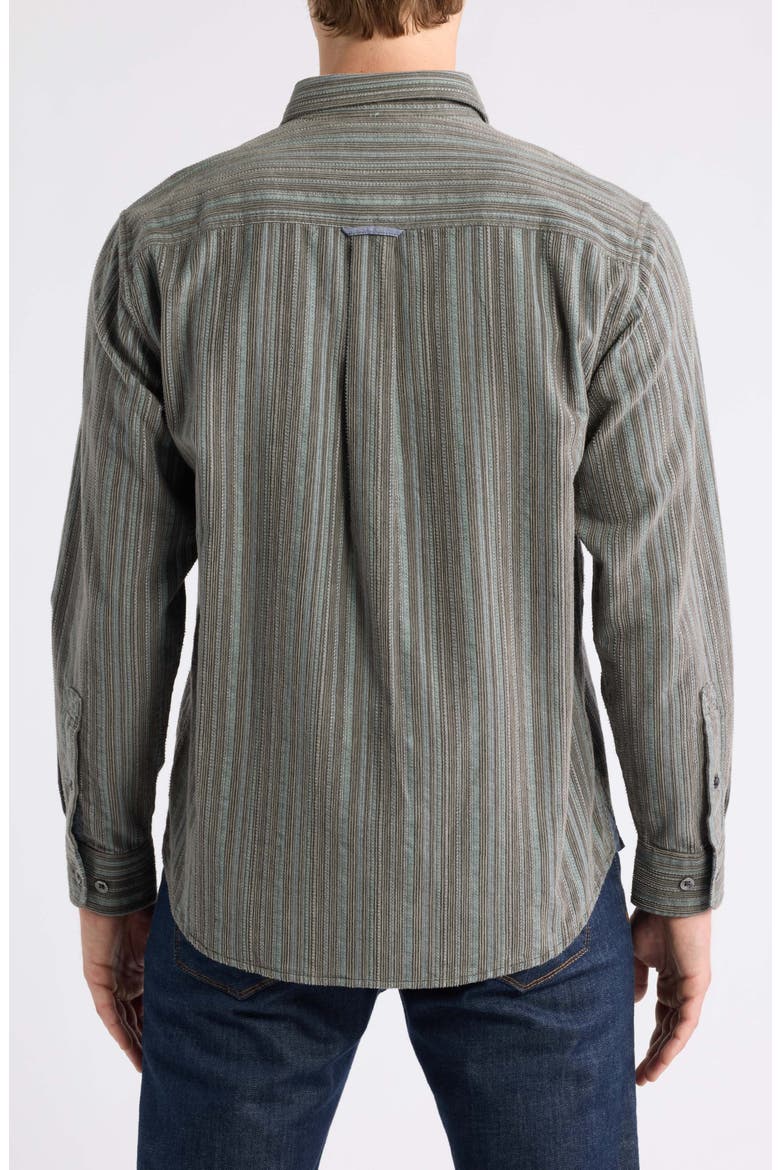 Coastline Cord Montecito Stripe Cotton Corduroy Button-Up Shirt, Alternate, color, TEA LEAF