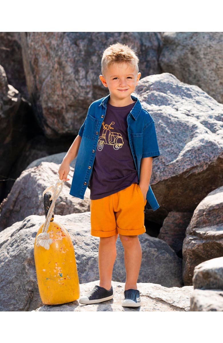 Deux par Deux Baby Boy's French Terry Short Vibrant Orange, Alternate, color,