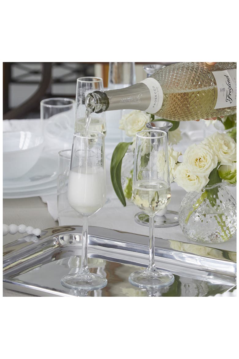 Fine Line Set of 4 Glass Champagne Flutes, Alternate, color, CLEAR