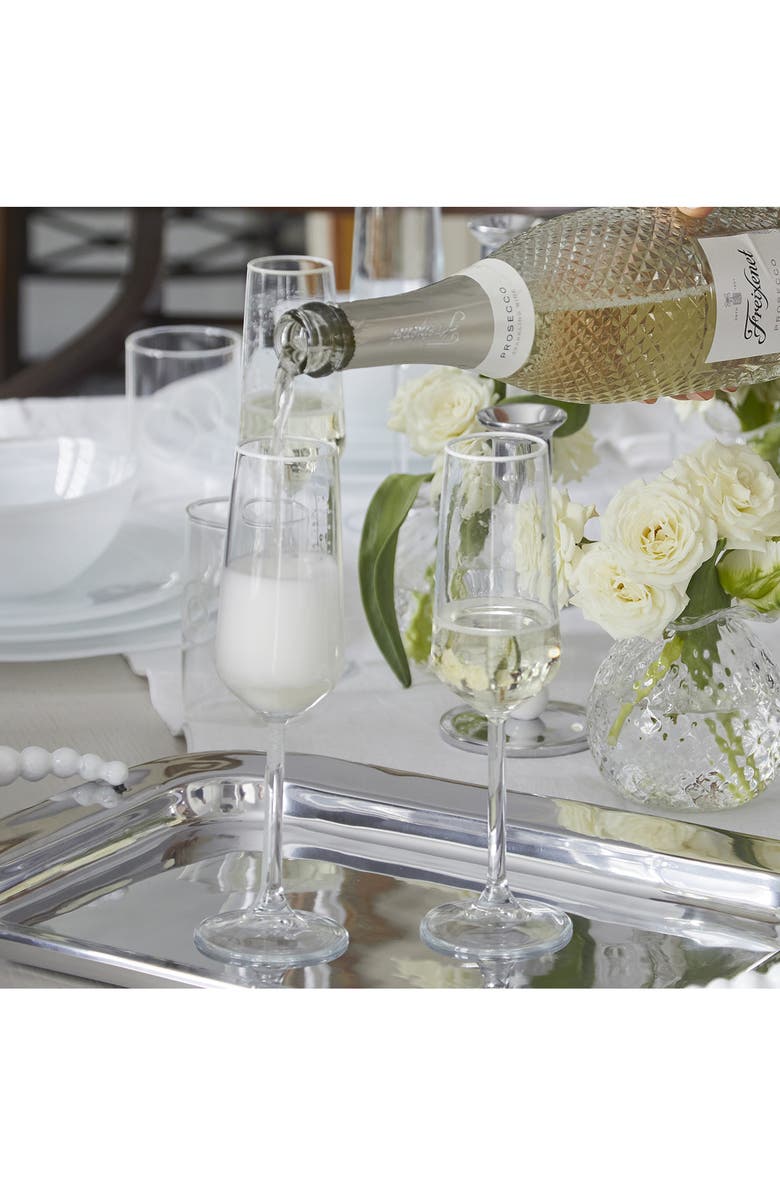 Mariposa Fine Line Set of 4 Glass Champagne Flutes, Alternate, color, Clear