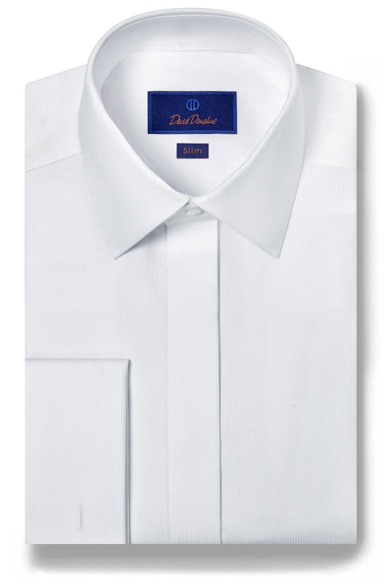 designer french cuff dress shirts MASON - White Herringbone French Cuff Shirt