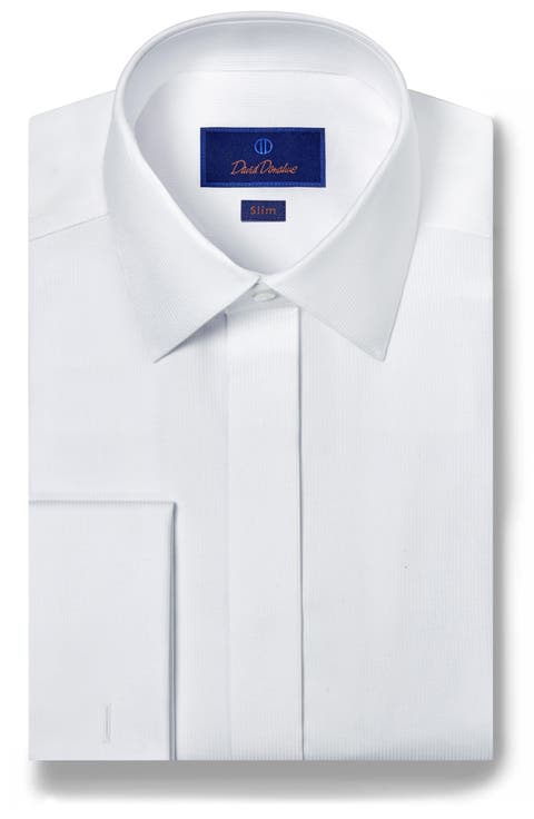 Slim Fit French Cuff Covered Placket Formal Shirt