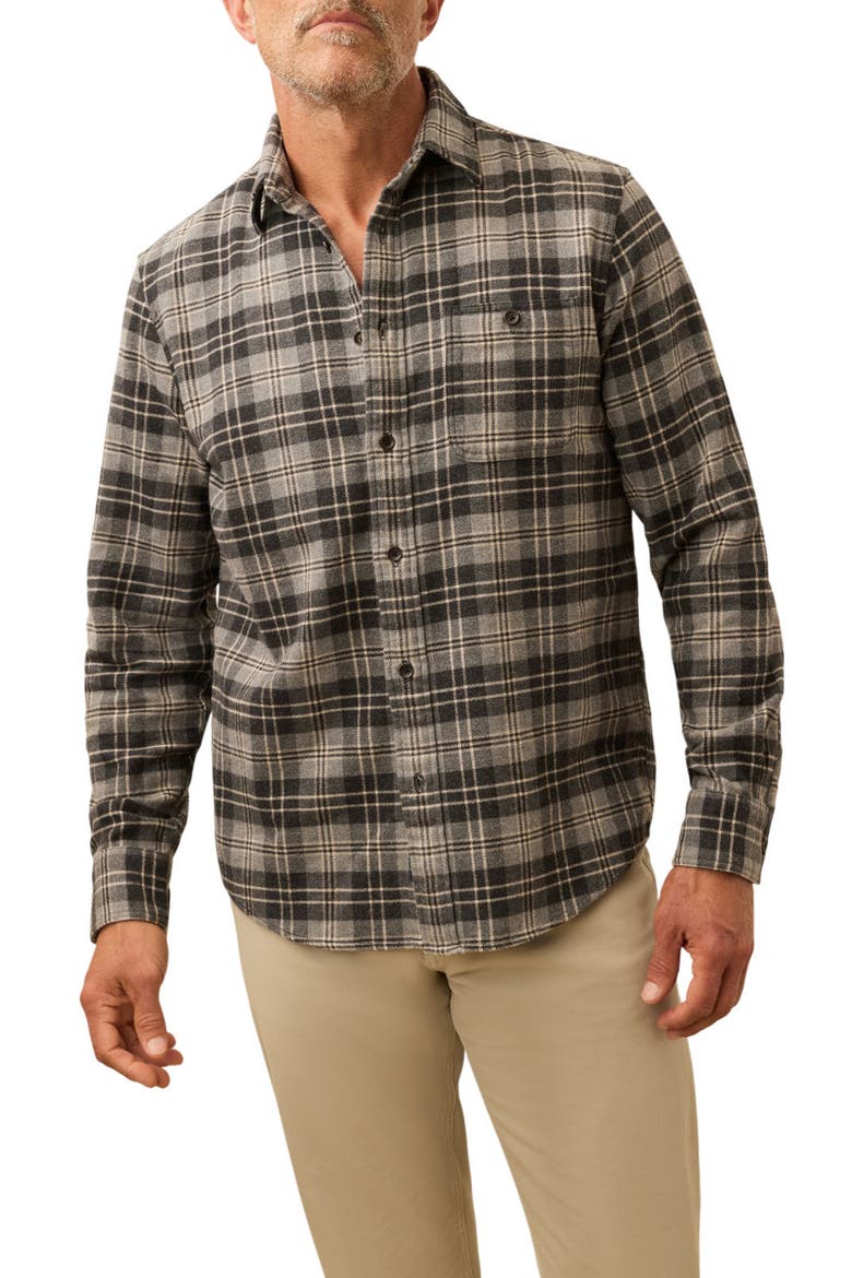 Plaid Super Brushed Stretch Flannel Button-Up Shirt, Main, color, DARK CLOUD PLAID