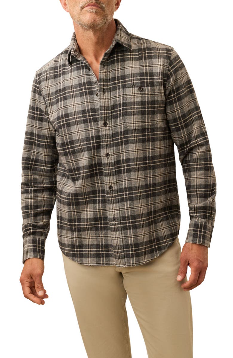 Faherty Plaid Super Brushed Stretch Flannel Button-Up Shirt, Main, color, Dark Cloud Plaid