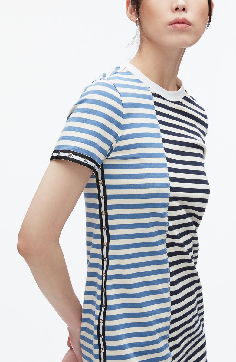 3.1 Phillip Lim Mixed Stripe Cotton T-Shirt Dress, Alternate, color, Midnight Multi