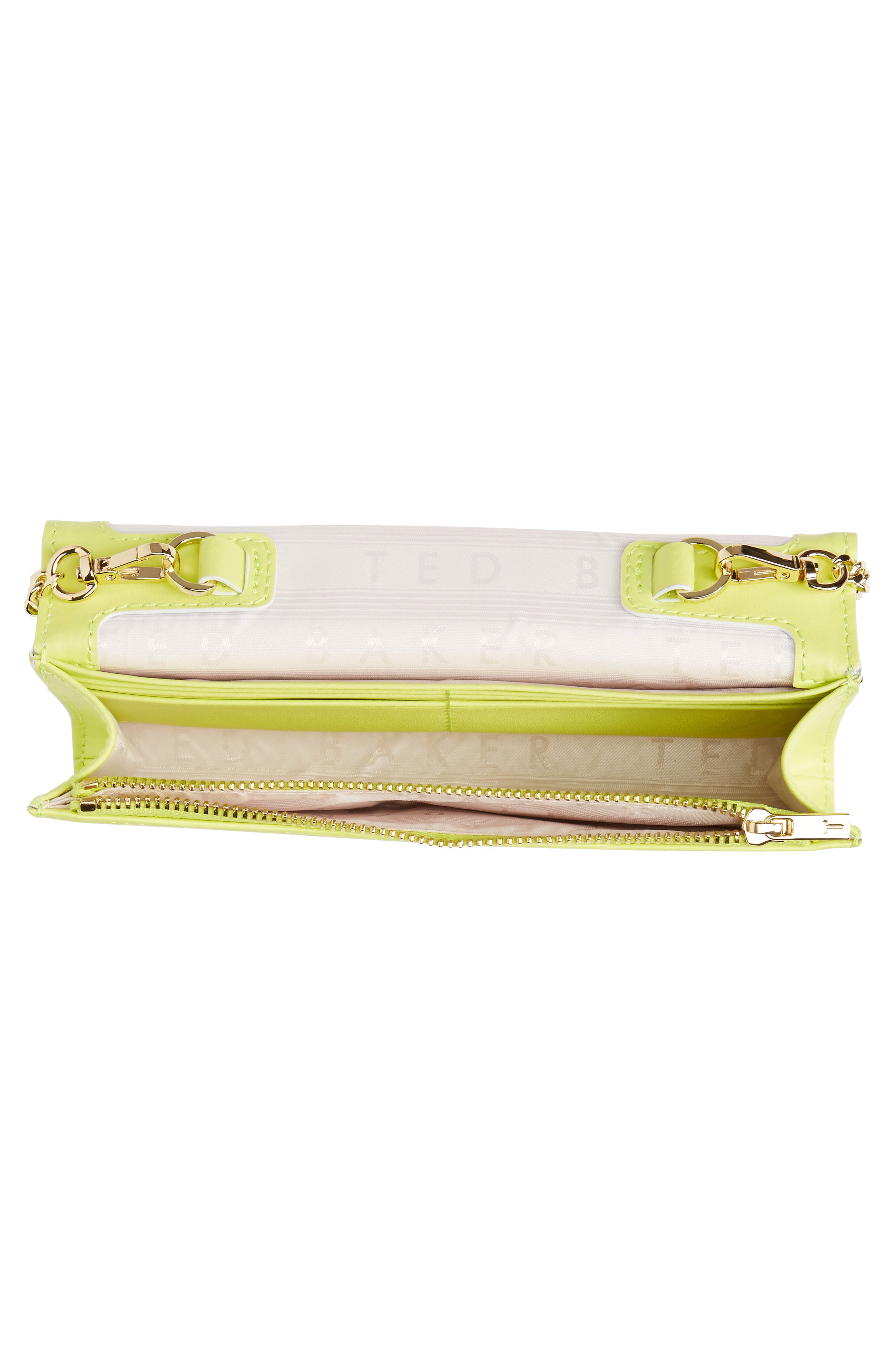Zea Bow Matinee Leather Crossbody Clutch, Alternate, color, LIME