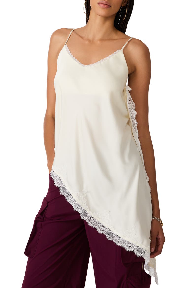 Margan Lace Trim Asymmetrical Hem Camisole, Main, color, CREAM