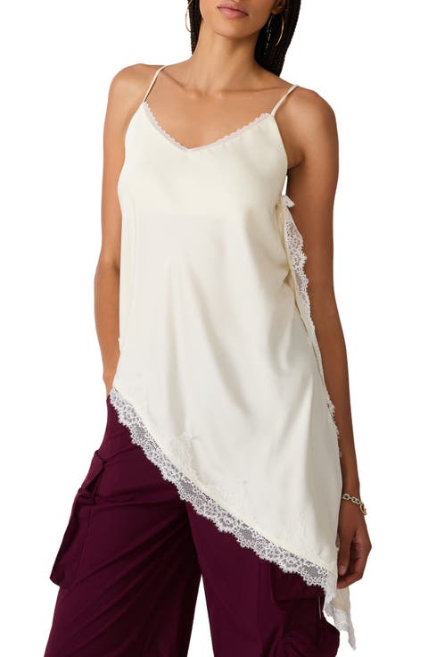 Margan Lace Trim Asymmetrical Hem Camisole