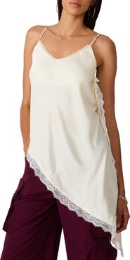 Steve Madden Margan Lace Trim Asymmetrical Hem Camisole