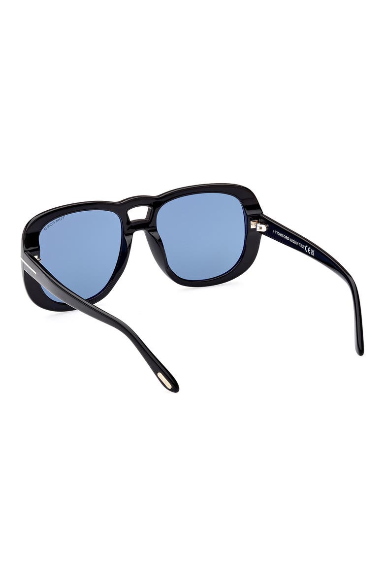 56mm Gradient Aviator Sunglasses, Alternate, color, SHINY BLACK / BLUE