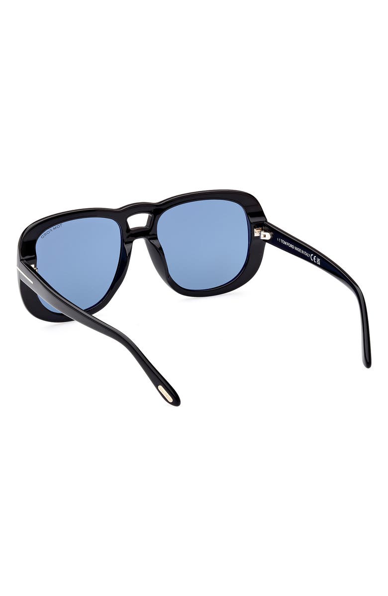 TOM FORD 56mm Gradient Aviator Sunglasses, Alternate, color, Shiny Black / Blue