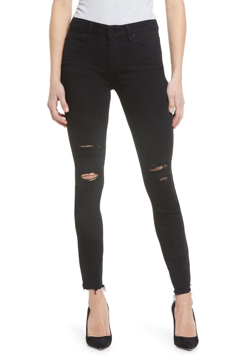 PAIGE Verdugo Deconstructed Hem Distressed Ankle Skinny Jeans, Main, color, Midnight Storm Destructed Hem