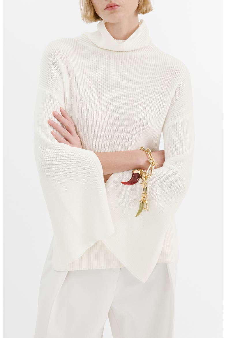 Bell Sleeve Turtleneck Sweater, Main, color, OFF WHITE
