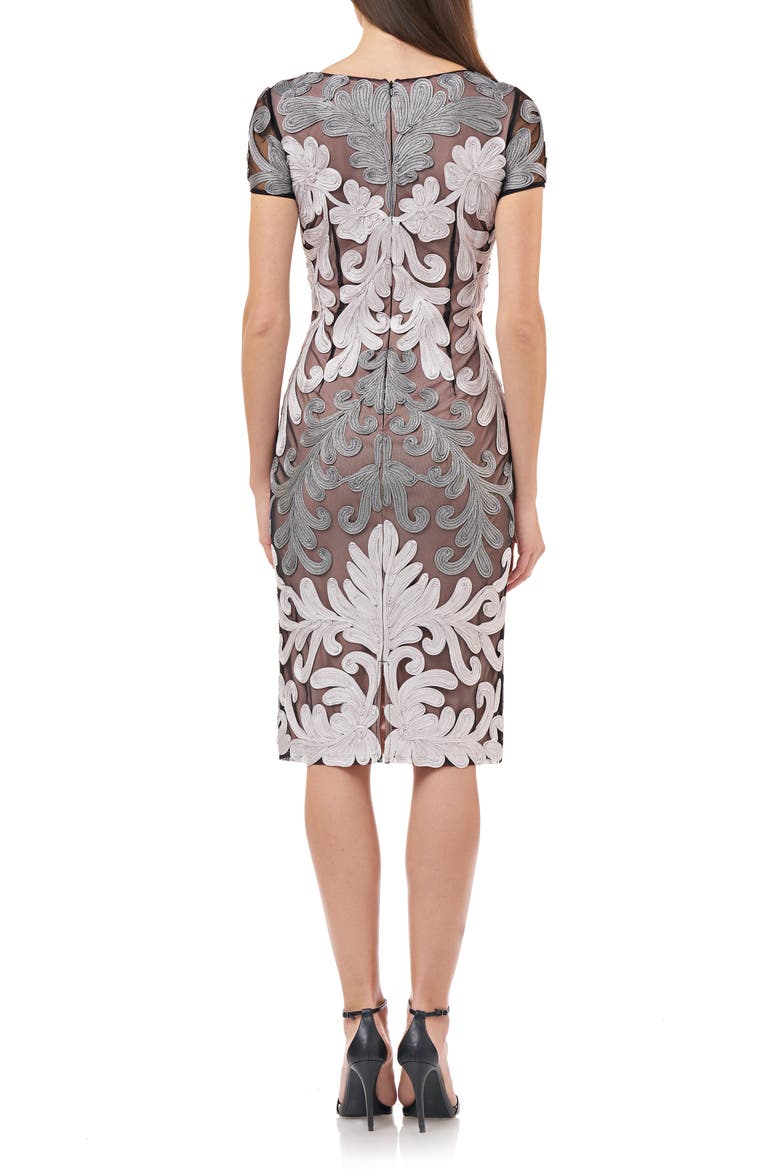 Metallic Soutache Cocktail Dress, Alternate, color, GREY BLACK