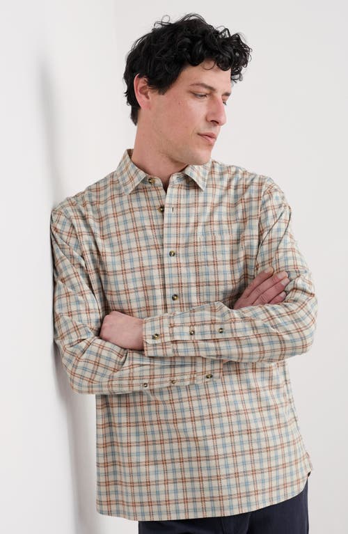 Seasalt Cornwall Take Root Check Organic Cotton Button-up Popover Shirt In Neutral