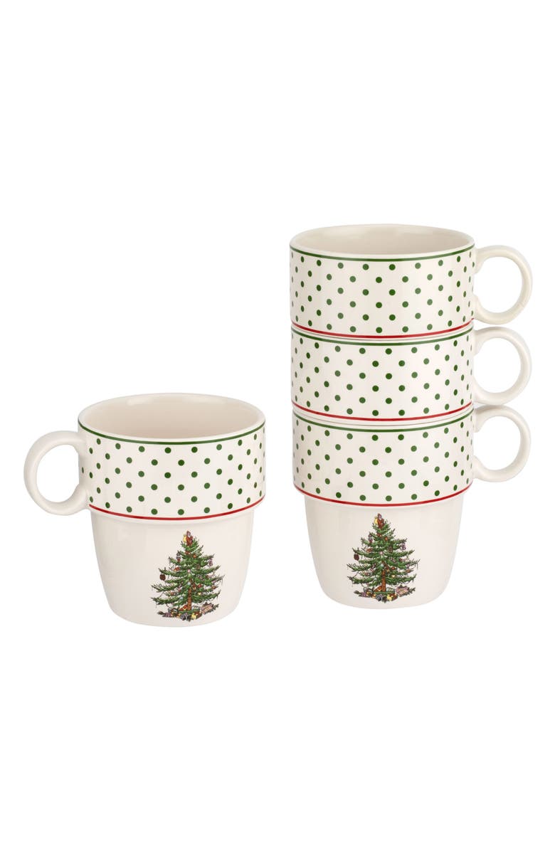 Spode Set of 4 Christmas Tree Mugs, Alternate, color, Green