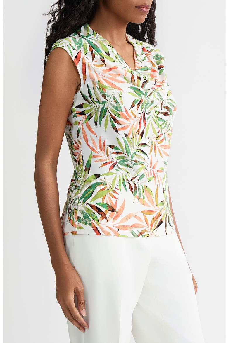 Cowl Neck Cap Sleeve Top, Alternate, color, VANILLA ICE MULTI