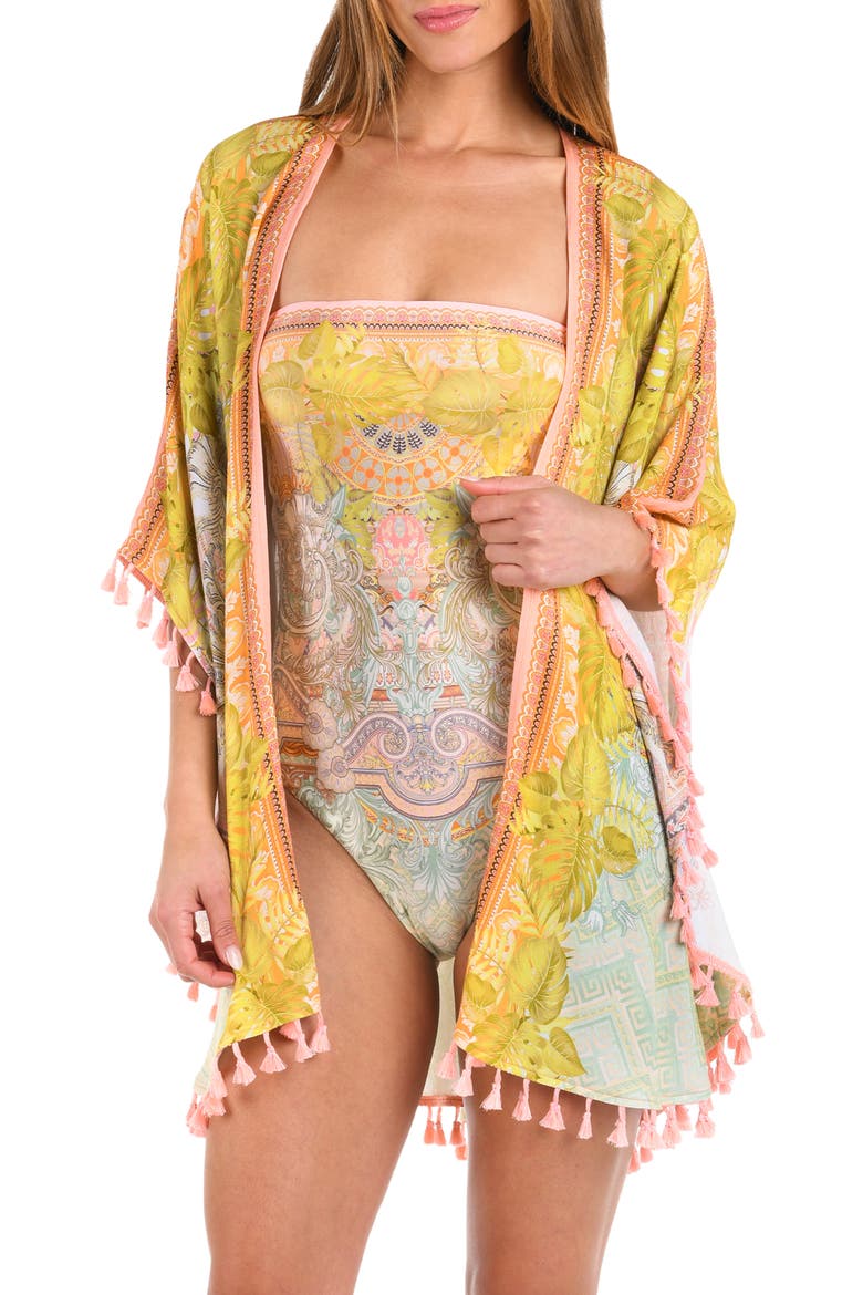 Dreamland Tassel Trim Cover-Up, Main, color, BEIGE MULTI