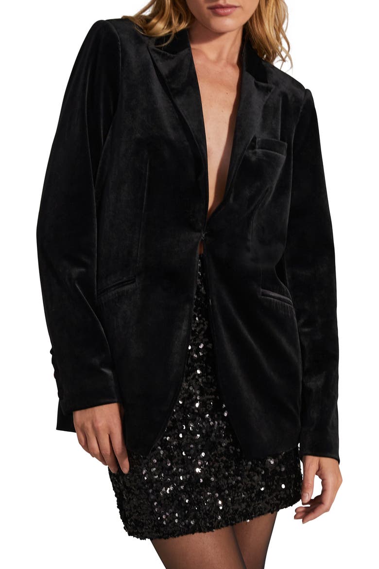 The Velvet Blazer, Main, color, BLACK