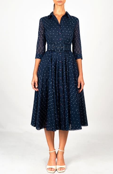 Mini Dots A-Line Belted Shirtdress