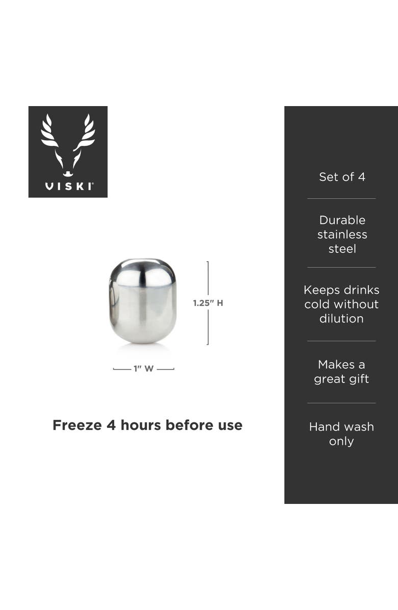 Viski Glacier Rocks Wine Globes in Stainless Steel Set of 4, Alternate, color, Silver