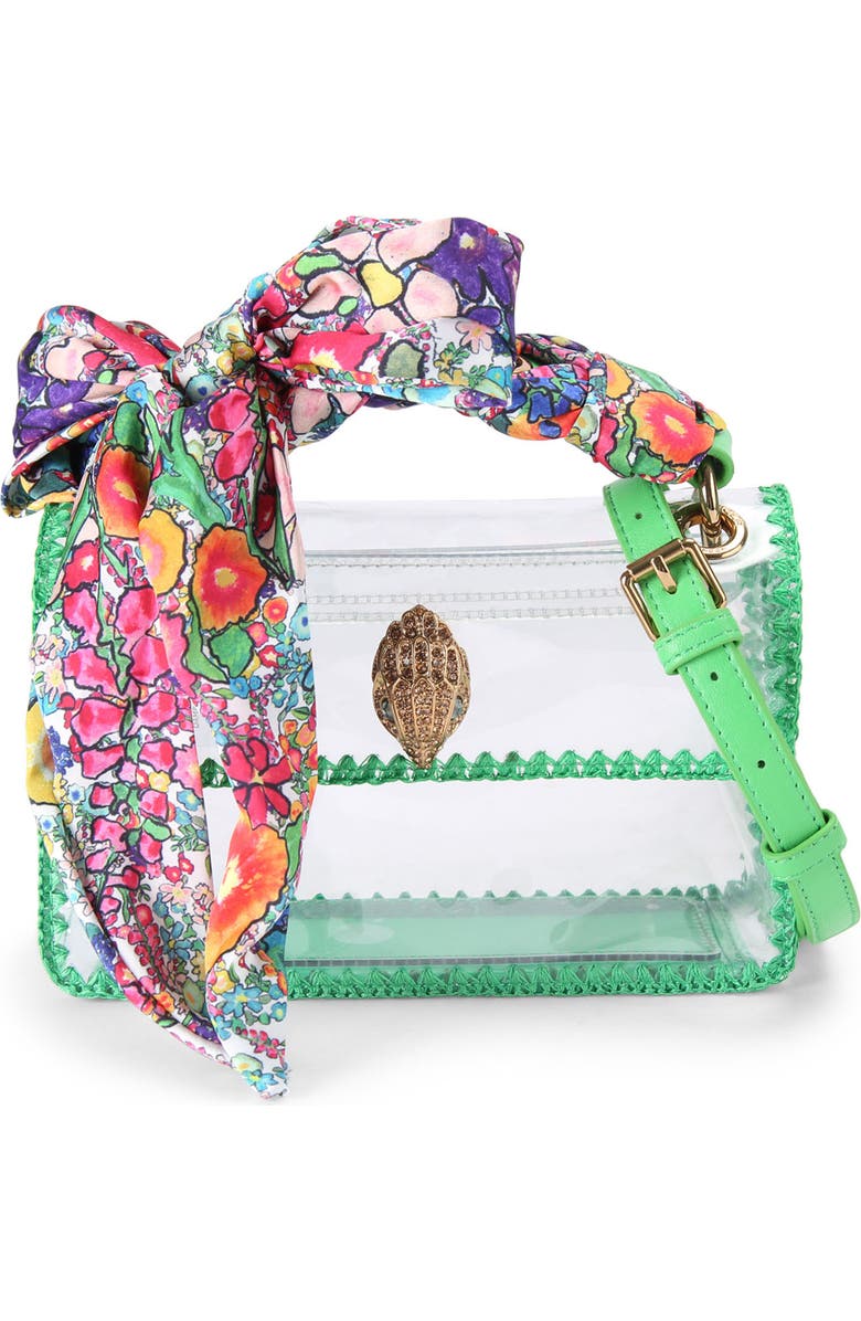 Kurt Geiger London Mini Kensington Vinyl Clear Crossbody Bag, Main, color, Green Comb